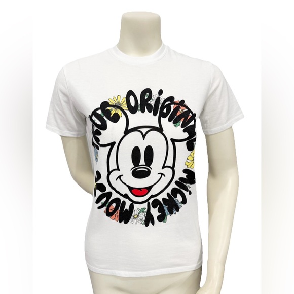 Disney Mickey Mouse Floral Graphic Tee Shirt XS - Picture 1 of 8